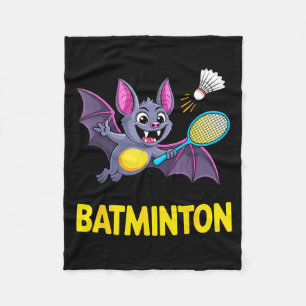 Batminton – Funny Cartoon Bat Playing Badminton Fleece Blanket