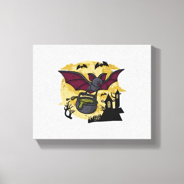 Batmouse. Funny mouse with bat wings. Halloween. Canvas Print (Front)