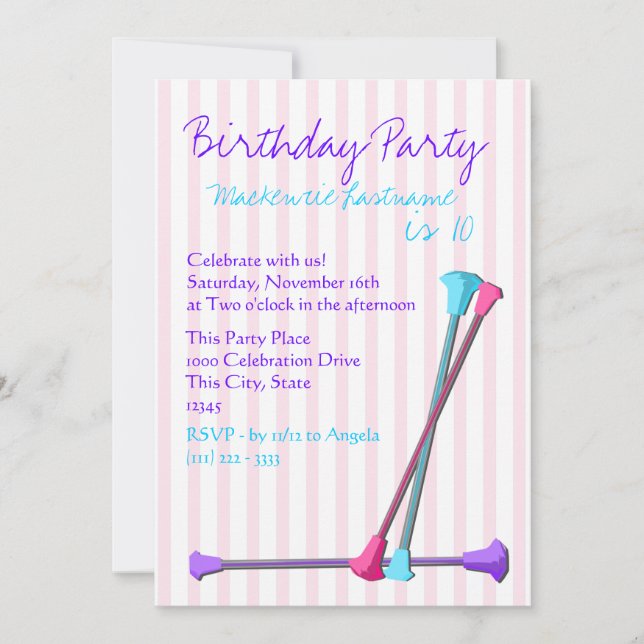 Baton Birthday Invitation (Front)