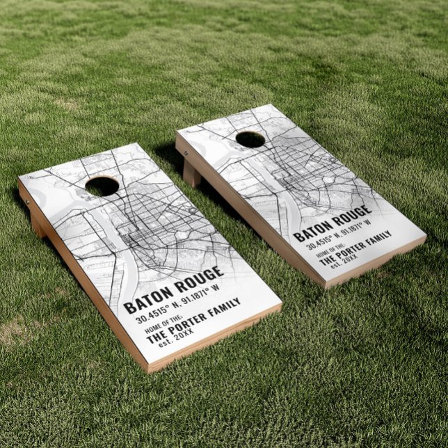 Baton Rouge City map + Coordinates  Cornhole Set (Creator Uploaded)