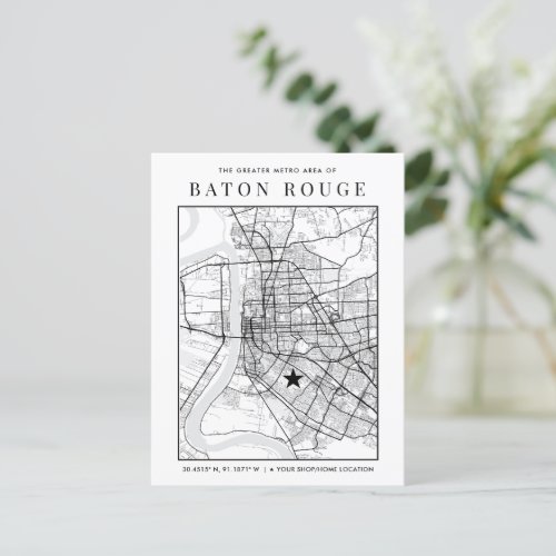 Baton Rouge City Map  Your Location Marker Postcard