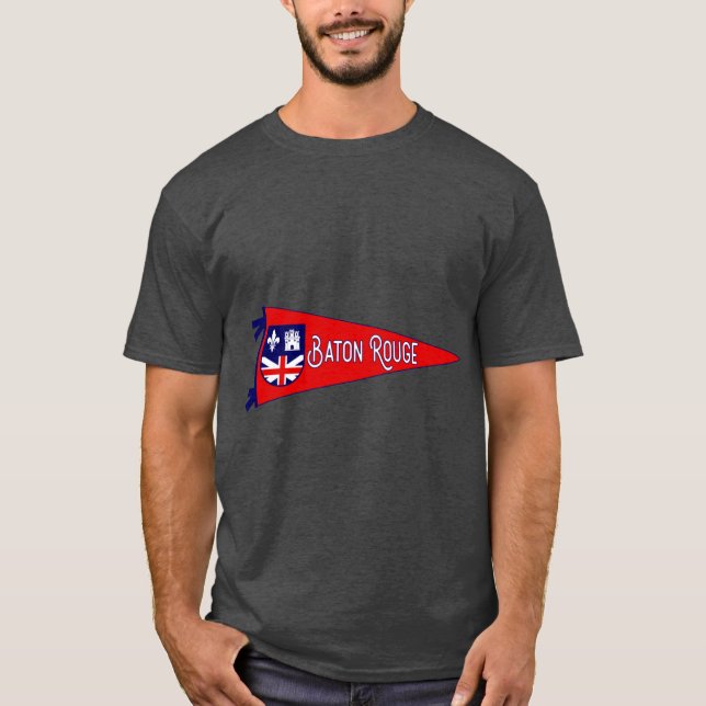 Baton Rouge Flag Pennant Oversized T-Shirt (Front)