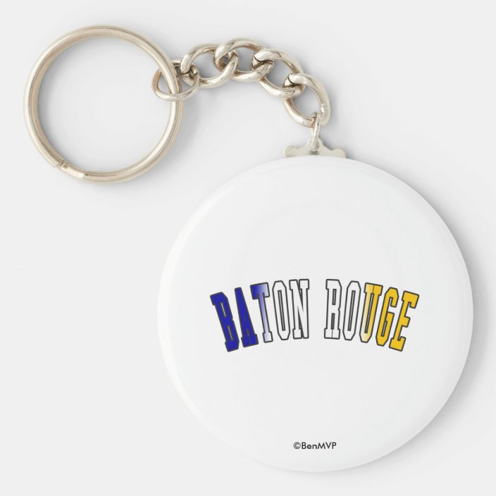 Baton Rouge in Louisiana State Flag Colors Keychain