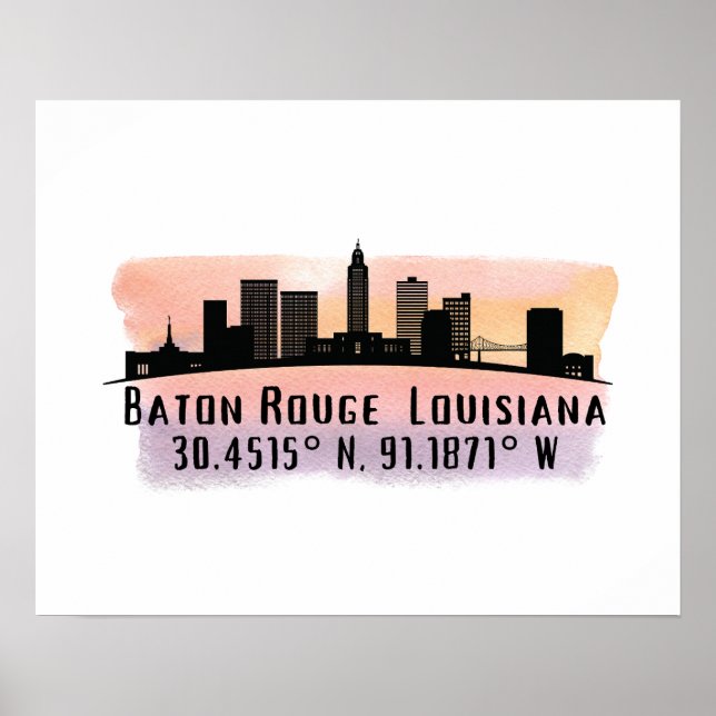 Baton Rouge LA City Skyline  Poster (Front)