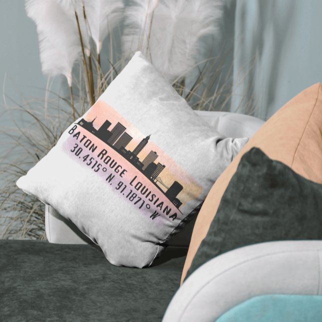Baton Rouge LA City Skyline   Throw Pillow (Creator Uploaded)