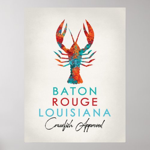 Baton Rouge Louisiana Crawfish Bright Poster
