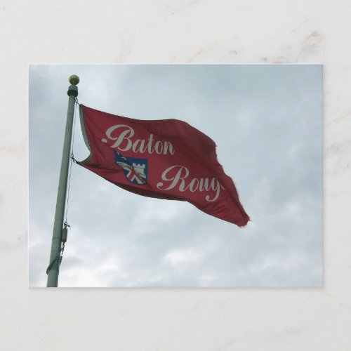 Baton Rouge Louisiana Flag Flying in the Wind Postcard