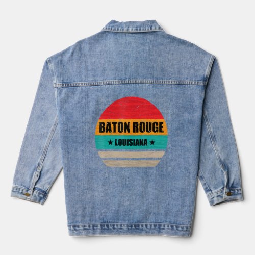 Baton Rouge Louisiana Retro Vintage Sunset Us Stat Denim Jacket