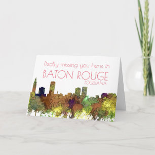 Baton Rouge Louisiana Skyline Safari Buff Holiday Card