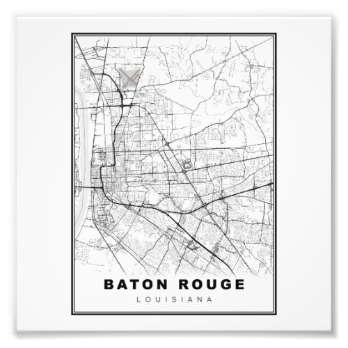 Baton Rouge Map Photo Print