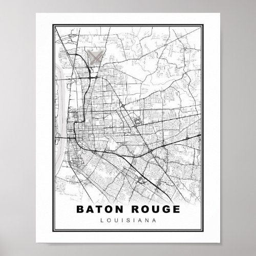 Baton Rouge Map Poster