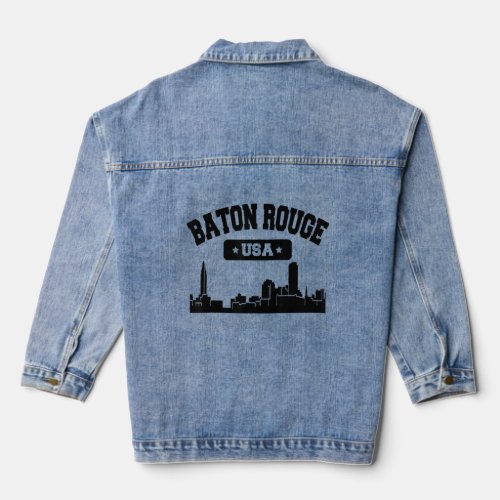 Baton Rouge Skyline City Vintage Pride Retro Louis Denim Jacket