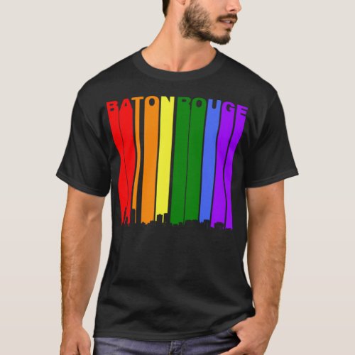 Baton Rouge Skyline Rainbow LGBT Gay Pride  T_Shirt