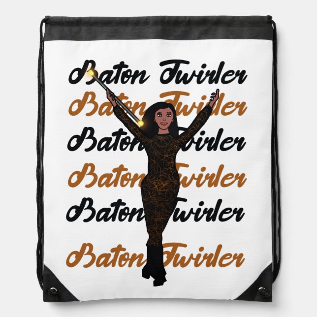 Baton Twirler Drawstring Bag Burnt  Orange (Front)