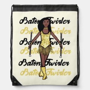 Baton Twirler Drawstring Bag Gold Spark
