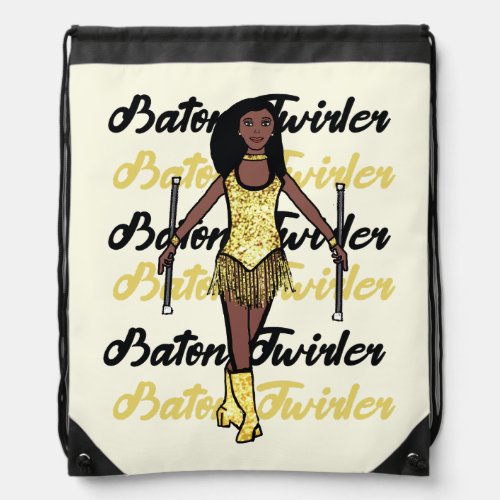 Baton Twirler Drawstring Bag Gold Spark