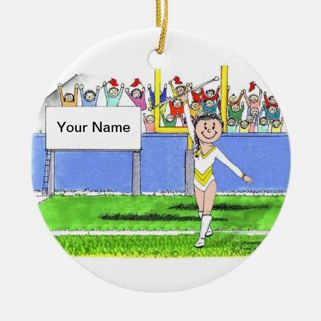 Baton Twirler - Female Ceramic Ornament (Front)