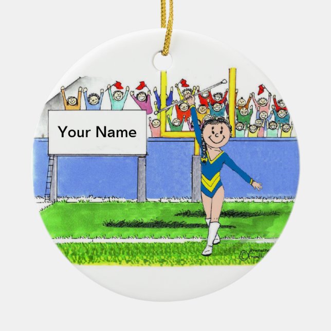 Baton Twirler - Female Ceramic Ornament (Front)