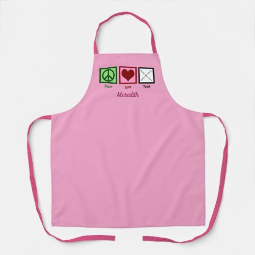 Baton Twirler Peace Love Twirl Monogram Pink Apron