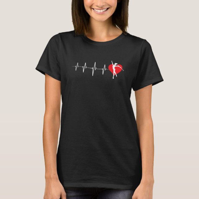 Baton Twirling Girl   Heartbeat Twirler Dancing Ma T-Shirt (Front)