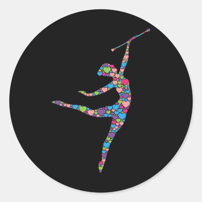 Baton Twirling Girl - Silhouette Dancing Twirler M Classic Round Sticker (Front)