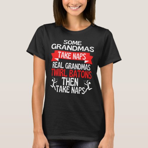 Baton Twirling Grandma Retro Twirler Athlete T_Shirt