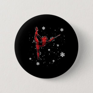 baton twirling plaid christmas   button