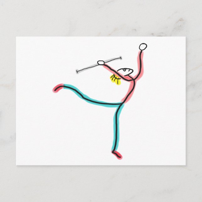Baton Twirling Stick Figure Postcard (Front)