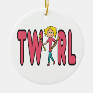 Baton Twirling Twirl Ceramic Ornament