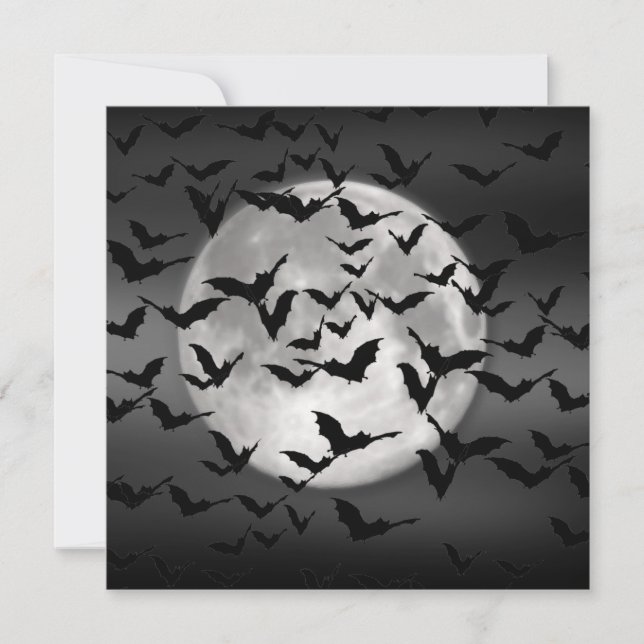 Bats And A Full Moon Halloween Party Invitation (Front)