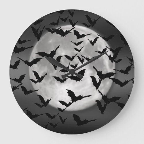 Bats and a Full Moon Large Clock