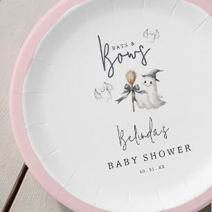 Bats And Bows Halloween Baby Shower Party Paper Plates
