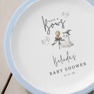Bats And Bows Halloween Baby Shower Party Paper Plates