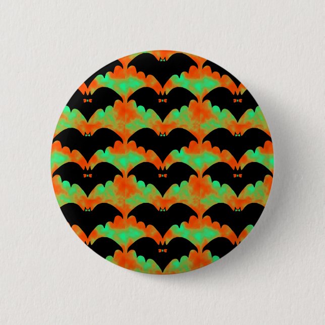 Bats And Bows Orange Green Button (Front)