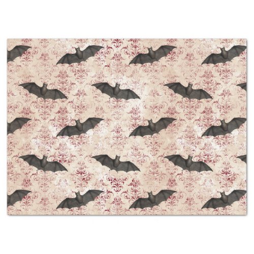 Bats and Burgundy Damask Decoupage Tissue Paper