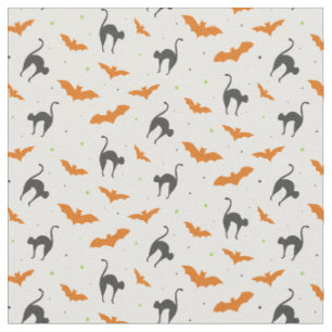 Bats and Cats Halloween Fabric