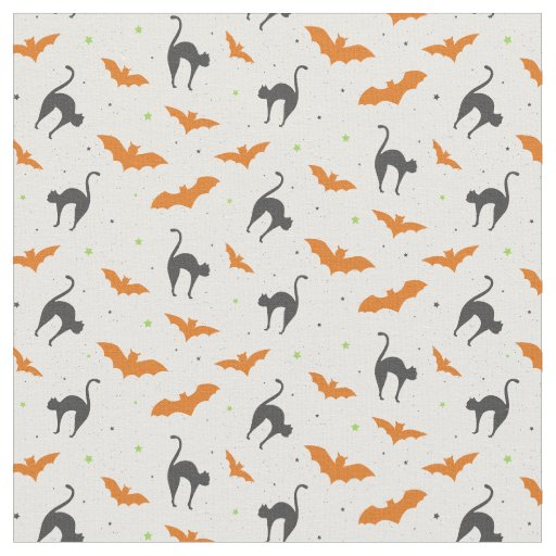 Bats and Cats Halloween Fabric