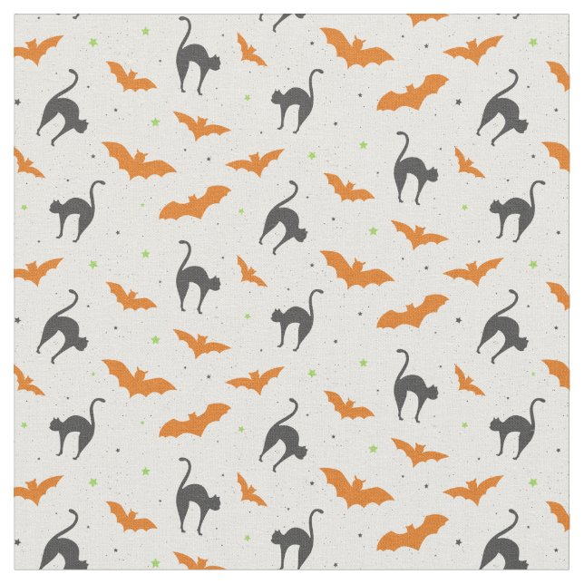 Bats and Cats Halloween Fabric (Close Up)