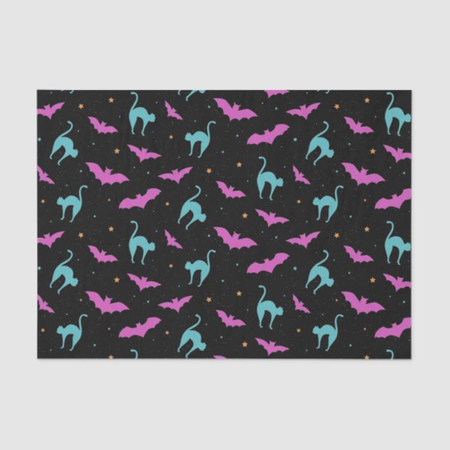 Bats and Cats Halloween Tissue Paper (Front)