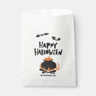 Bats and Cauldron Happy Halloween Favor Bag