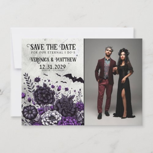 Bats and Flowers Save The Date Card
