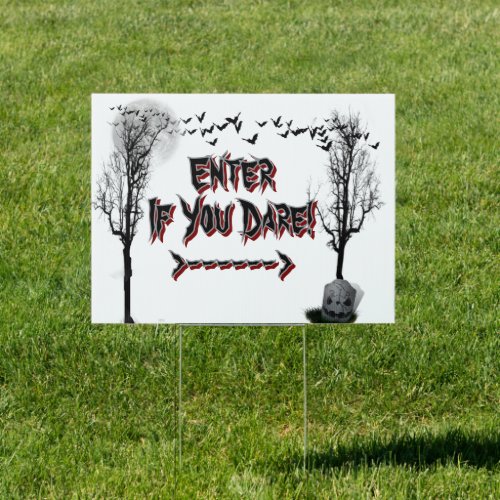 Bats and Full Moon Halloween  Sign