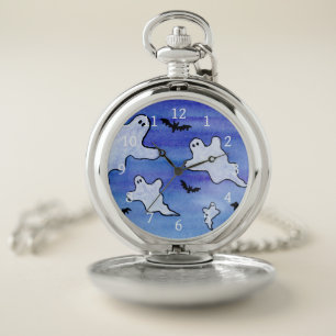 Bats and Ghosts in Flight Pocket Watch