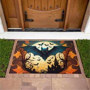 Bats and Haunted House Scene Doormat