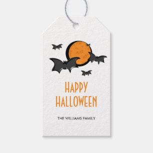 Bats and Moon Halloween Party Gift Tags