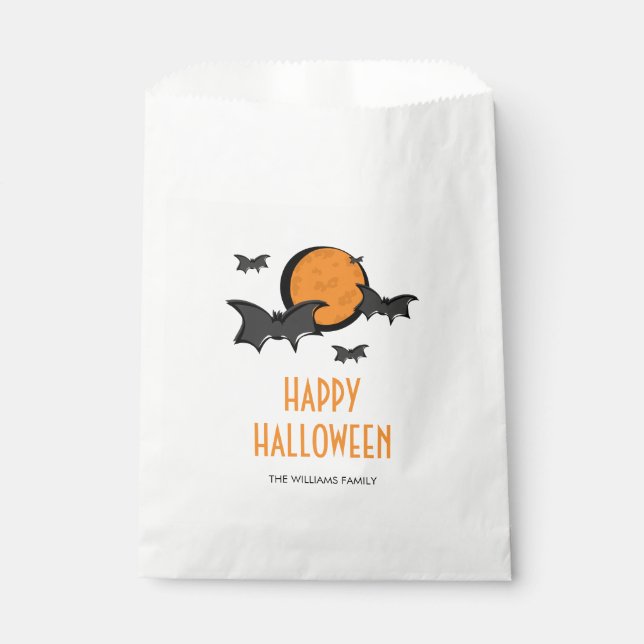 Bats and Moon Halloween Treat Favor Bag (Front)