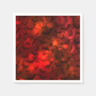 Bats and moons red and black fall napkins