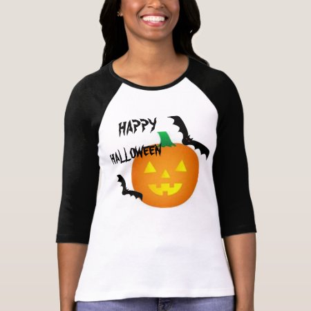 Bats And Pumpkin Halloween Tee Shirt