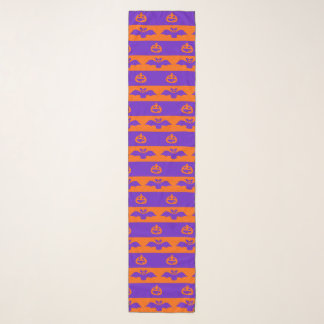 Bats And Pumpkins Orange And Purple Stripe Scarf