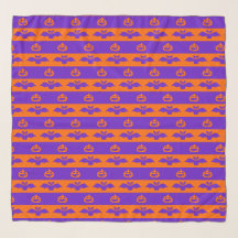 Bats And Pumpkins Orange And Purple Stripe